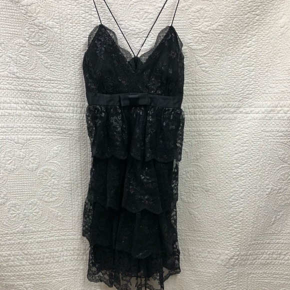 Express Black Lace Metallic Cocktail Dress Sz 4 - Picture 2 of 8